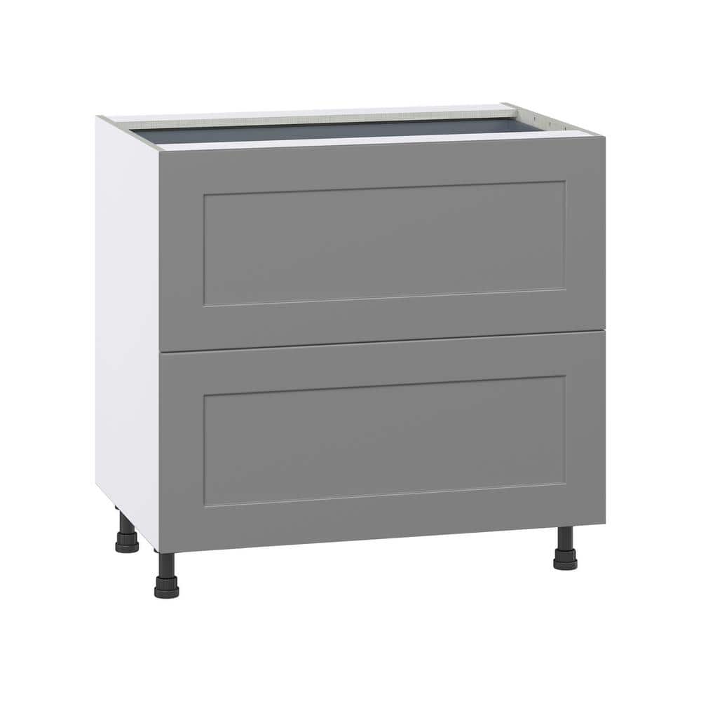 Snow White Shaker Inset Drawer Base Cabinet - Two Drawers - 36