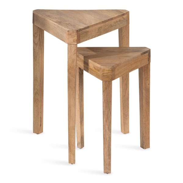 Kate and Laurel Talcott 15.25 in. Natural Triangle Wood End Table