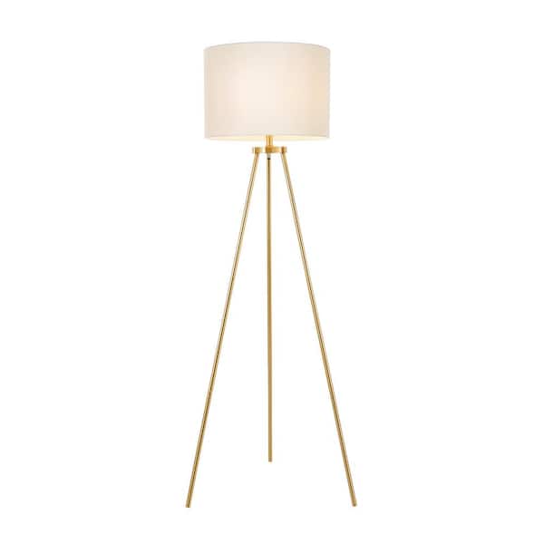 Hampton Bay Quinby 58 in. Gold Tripod Floor Lamp with White