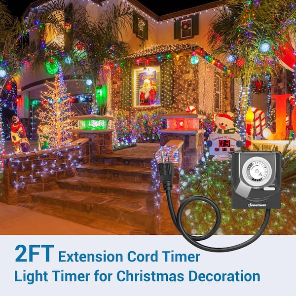 Outdoor Light Timer Waterproof, Dusk to Dawn Power Stake Timer Remote  Control, 6 Grounded Electrical Outlets Timer for Outdoor Christmas Lights,  Yard