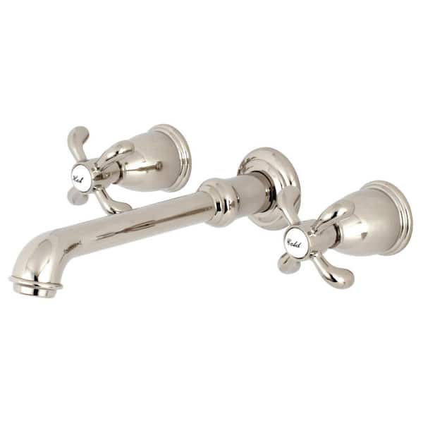 Kingston Brass French Country 2-Handle Wall-Mount Roman Tub Faucet Filler in Polished Nickel