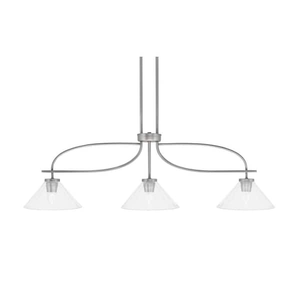 Unbranded Olympia 12.5 in. 3-Light Chandelier Graphite Clear Bubble Glass Shade