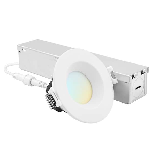 LUXRITE 2 in. Integrated LED Recessed Light J-Box 8 Watts 5CCT 660 Lumens Dimmable Canless Downlight Wet Rated ETL Listed