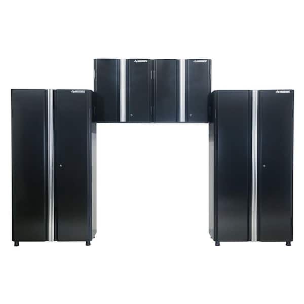 129.4 in. W x 98 in. H x 18.3 in. D Ready-to-Assemble 24-Gauge Steel 4-Piece Garage Storage System in Black