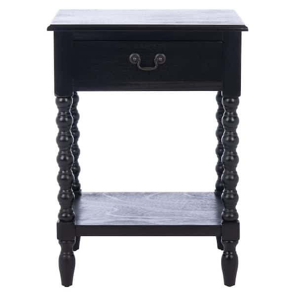 SAFAVIEH Athena 19 in. Black Rectangle Wood Storage End Table
