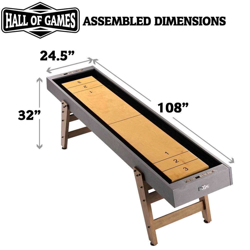 Kinwood 9ft Gray and Brown MDF Shuffleboard Table