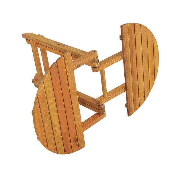 Foldable and Adjustable Outdoor Acacia Wood Side Table Teak Finish