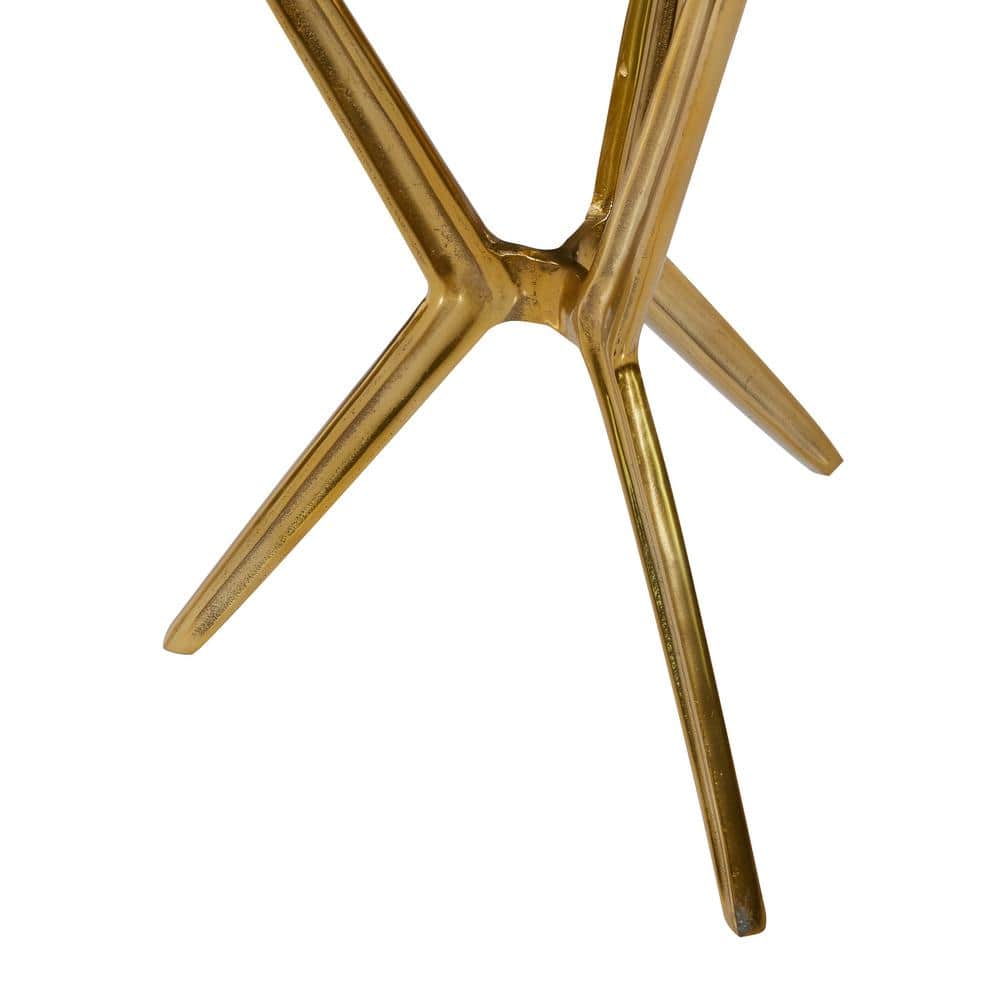 Gold Round Metal and Glass Accent Table with Graduated Legs