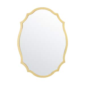 19.6 in. W x 27.5 in. H Round Framed Wall Mounted Bathroom Vanity Mirror in Gold
