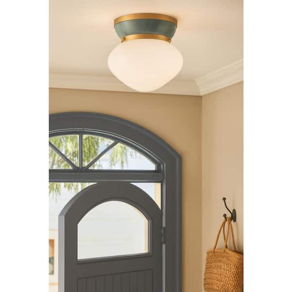 Lucy 12.0 in. 1-Light Lacquered Brass Flush Mount