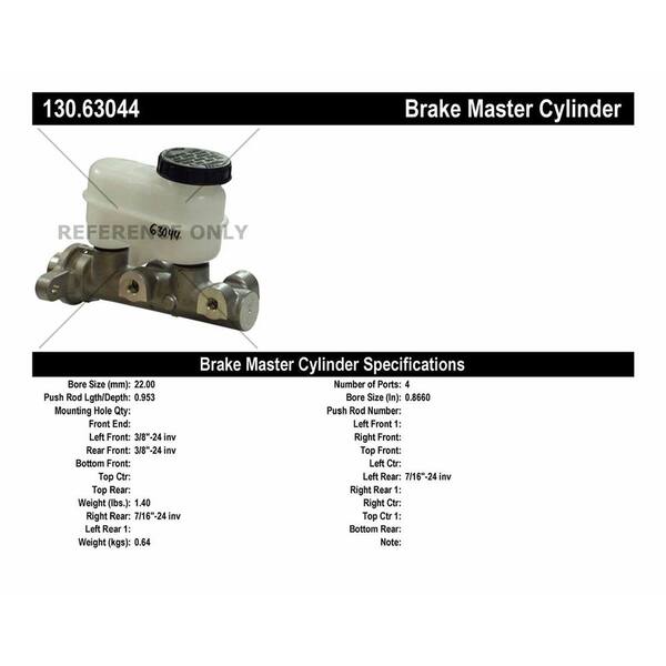 Centric Parts Brake Master Cylinder