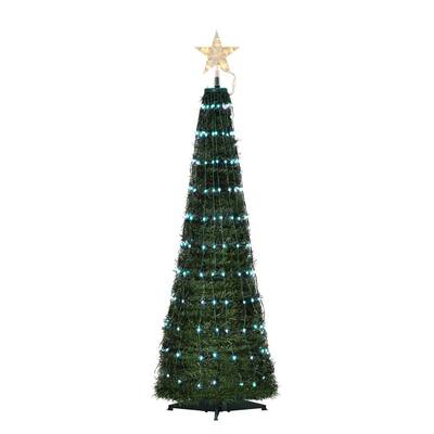 4.5 ft. Pre-lit Slim Artificial Christmas Tree, Multi-Color RGB LED Light Holiday Home Xmas Decoration, Green