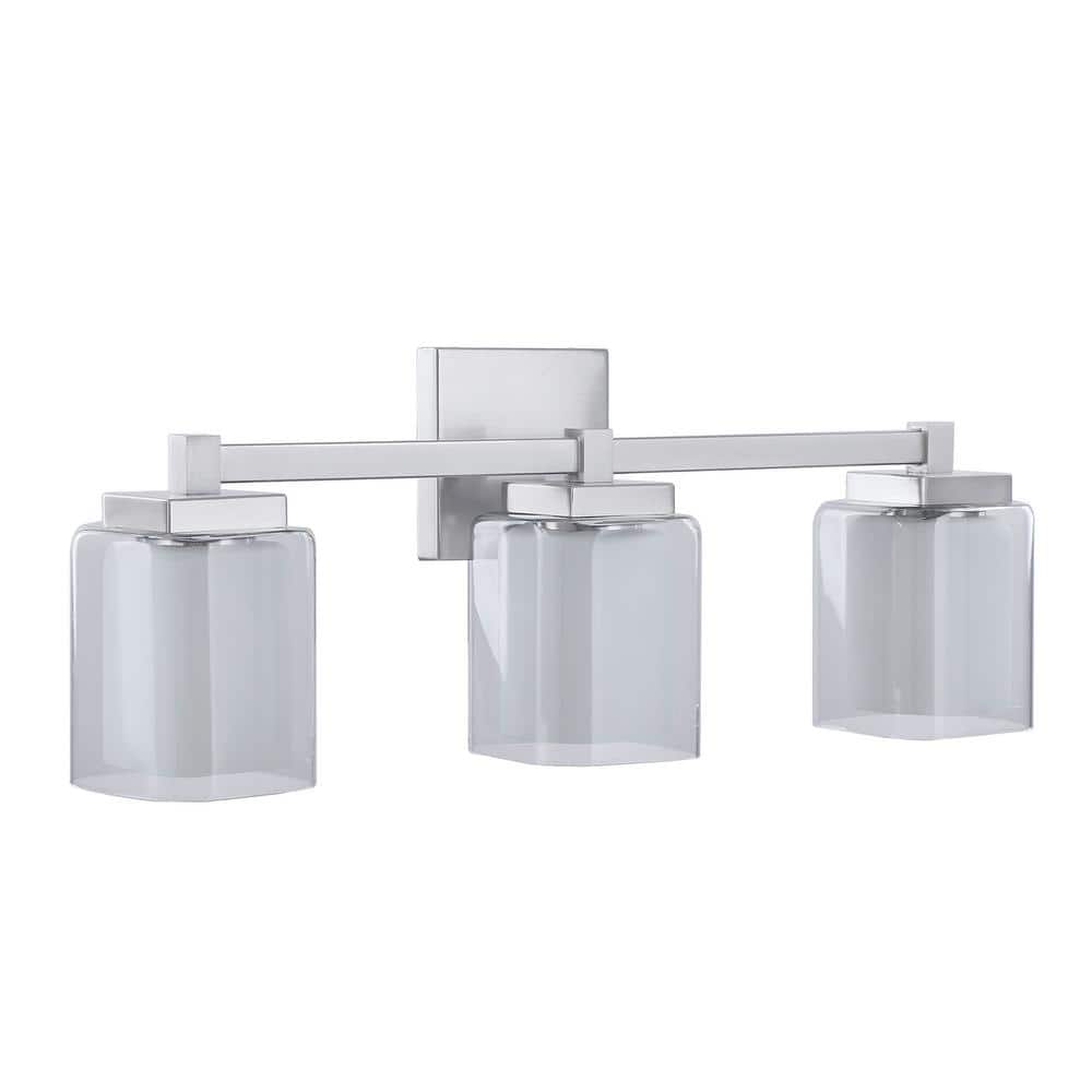 Satin Nickel 24" Vanity Light with Clear Glass Shades