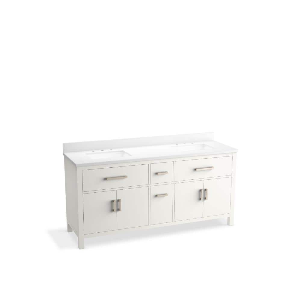 Kresla 72" White Double Bathroom Vanity with Quartz Top