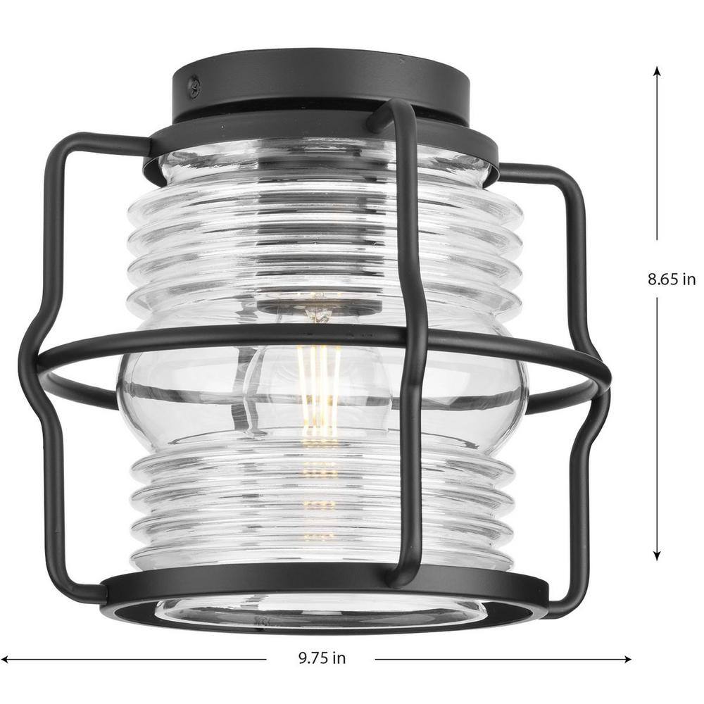Keegan Matte Black Glass Indoor/Outdoor Flush Mount Light