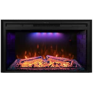 33 in.Wide 21 in. Height Electric Fireplace Inserts, Retro Fireplace Heater w/Overheating protection, 1500-Watt Black
