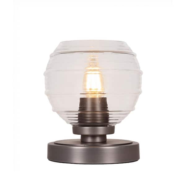 Unbranded Quincy 7 in. Graphite Accent Lamp with Glass Shade
