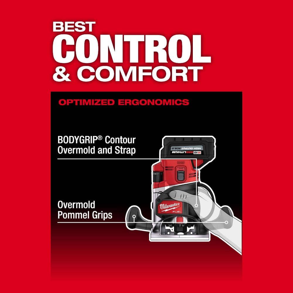 Milwaukee M18 FUEL 18V Lithium Ion Cordless Brushless 1/2 in. Router Tool Only - Image 5