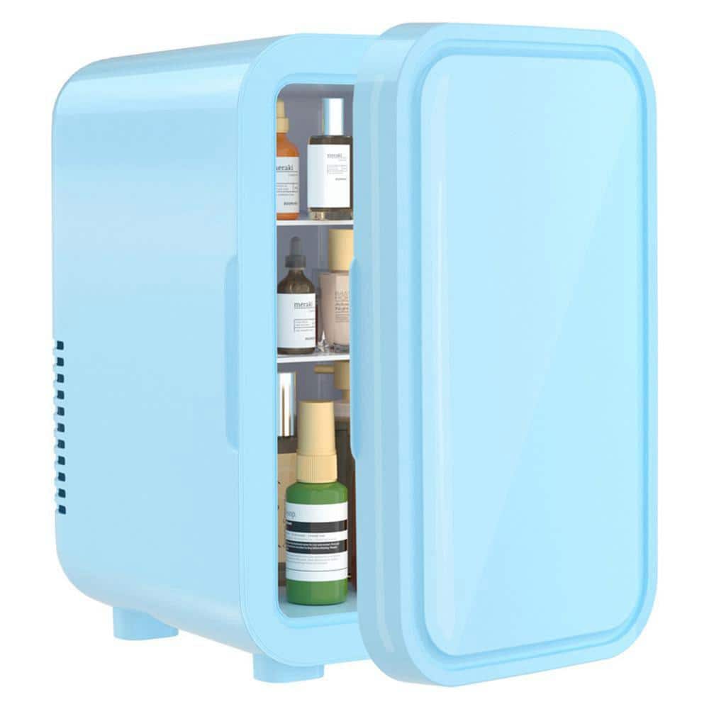 10 in. 4 cu. ft. Retro 6-Liter/8-Can 110V AC/DC Portable Thermoelectric Cooler Mini Refrigerator in Blue