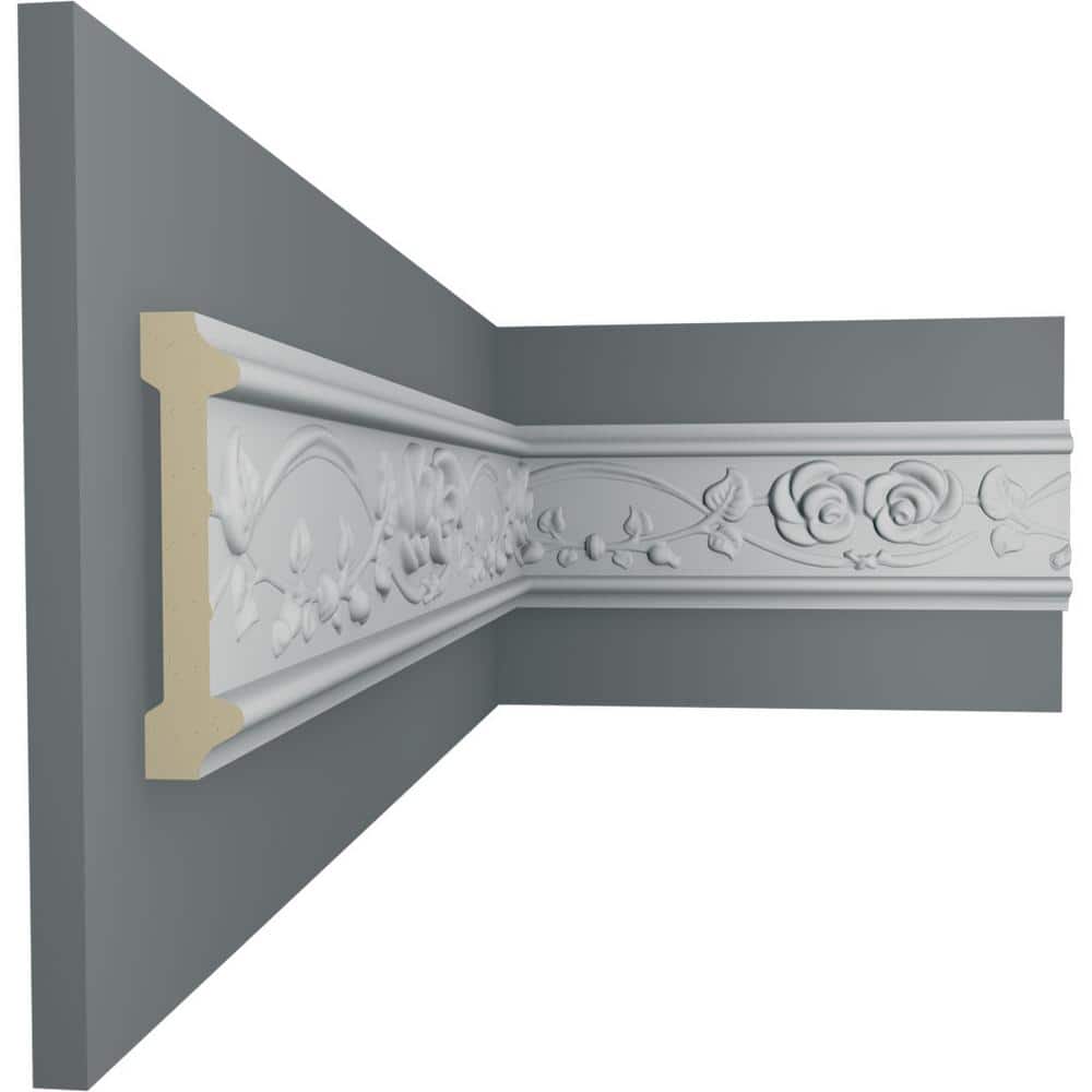 Primed White Polyurethane Geometric Rose Chair Rail Moulding