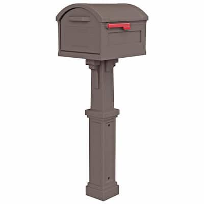 Grand Haven Extra Large, Plastic, Mailbox and Post Combo, Mocha