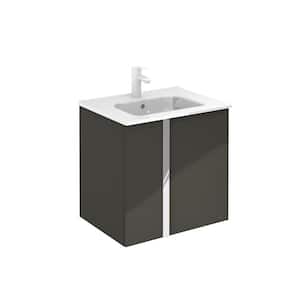 Onix 24 in. W x 18 in. D Bath Vanity with Doors in Anthracite with Ceramic Vanity Top in White
