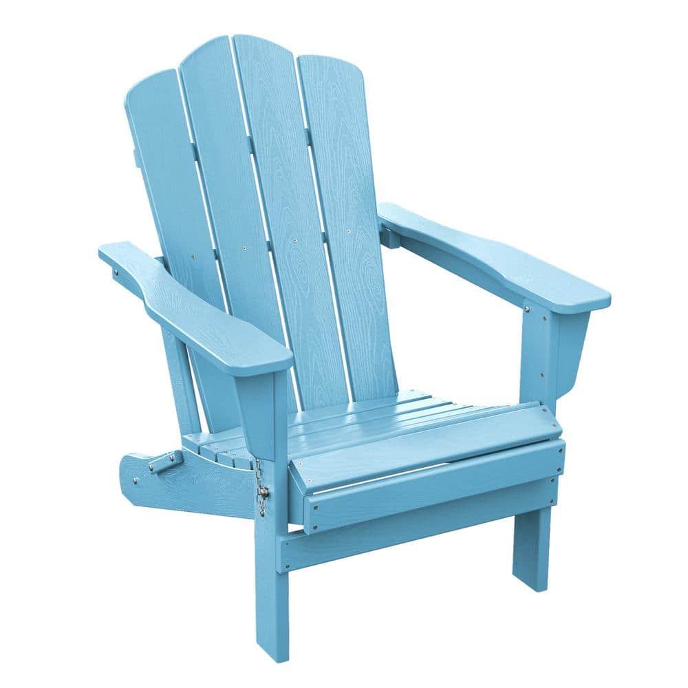 JEAREY HDPE Classic Light Blue Folding Plastic Adirondack Chair (1