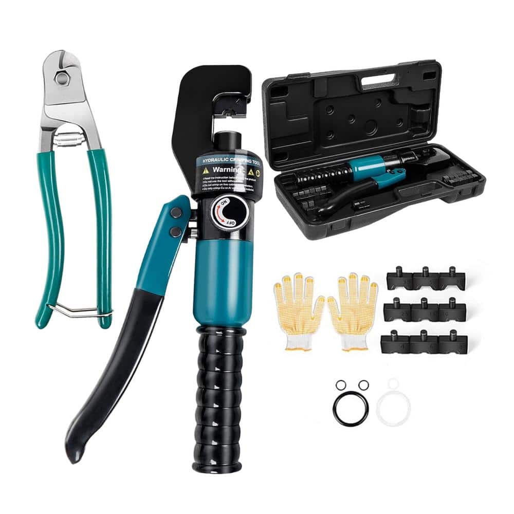 Hydraulic Crimping Tool and Cable Cutter Kit, Wire Crimper Stainless Steel 