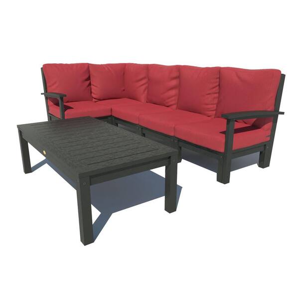 Highwood Bespoke Deep Seating 6-Piece Plastic Outdoor Sectional Set with Conversation Table and with Cushions