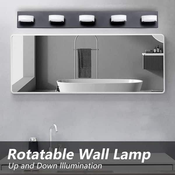 7.5 in. Modern Black 5-Light LED Vanity Lights Bar Fixtures Over Mirror Bath Wall Lighting with High-quality Metal
