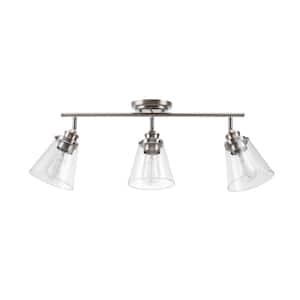 Jackson 2 ft. 3-Light Brushed Nickel Fixed Track Lighting Kit with Clear Glass Shades