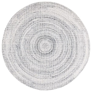 Abstract Black/Ivory 6 ft. x 6 ft. Contemporary Marle Round Area Rug