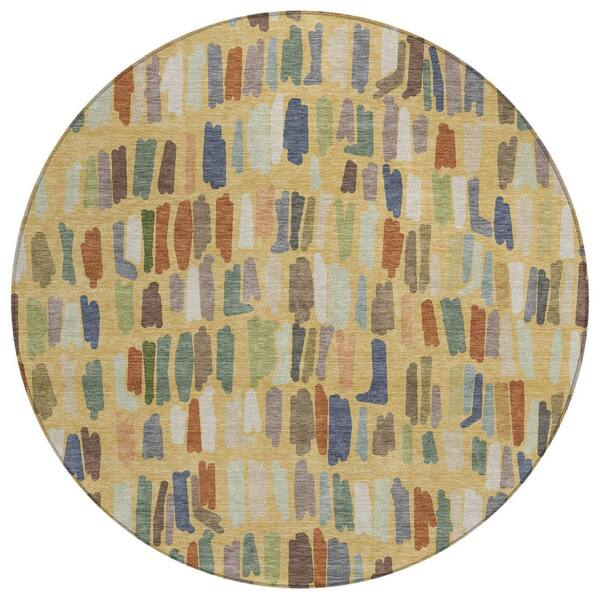 Gold Fun Rug Addison Rugs Chantille Machine Washable Indoor/Outdoor Abstract ACN2377 ...