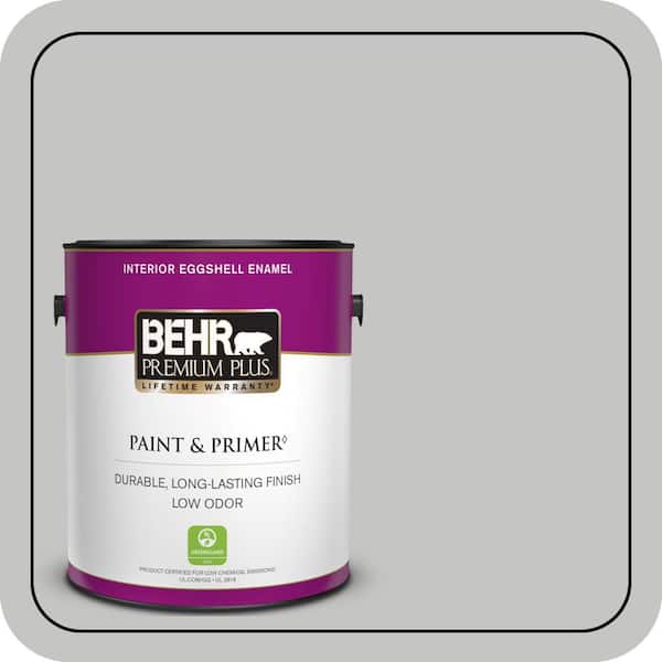 BEHR PREMIUM PLUS 1 gal. #N520-2 Silver Bullet Eggshell Enamel Low Odor Interior Paint & Primer