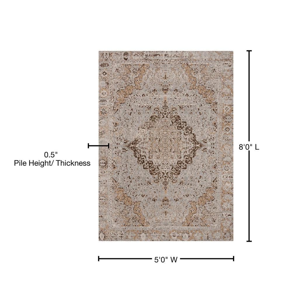 Taupe Flat Woven Synthetic 5' x 8' Area Rug