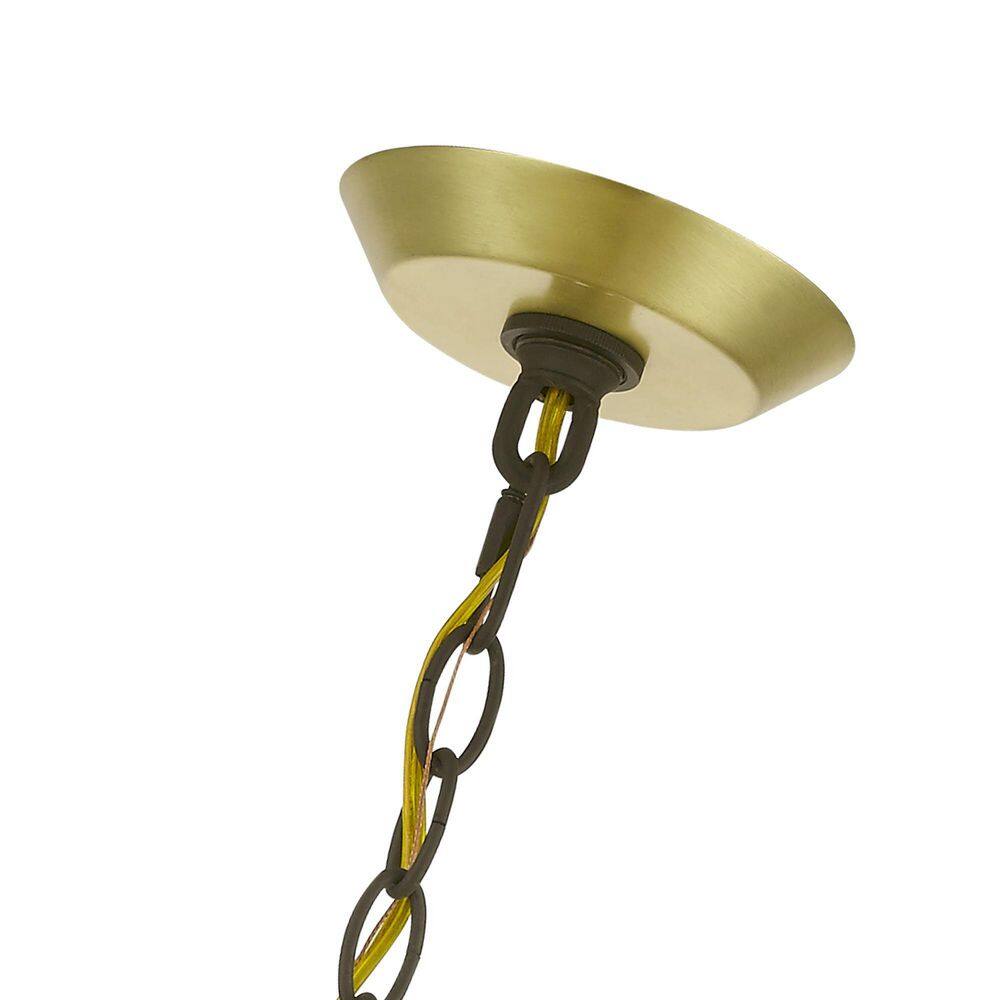 Satin Brass and Bronze 5-Light Mid-Century Modern Chandelier