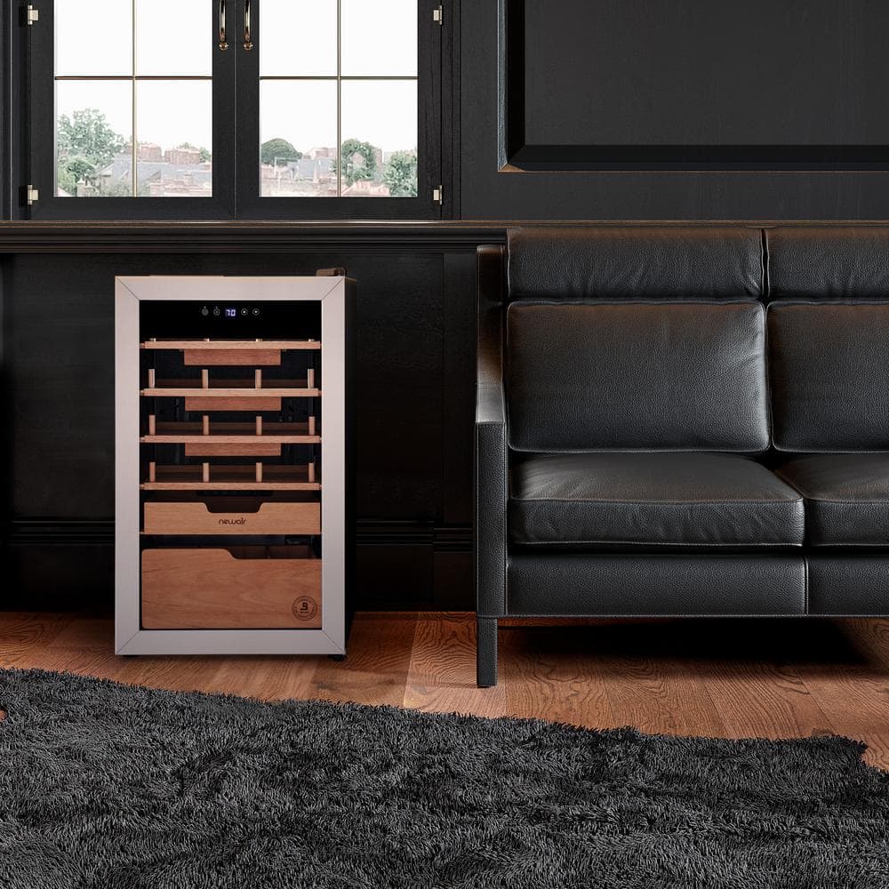 Stainless Steel and Cedar 500 Count Electric Humidor with Humidifier