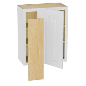 Grayson Pacific White Plywood Shaker Assembled Blind Corner Kitchen Cabinet Soft Close Left 24 in W x 12 in D x 30 in H