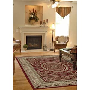 Jewel Aubusson Red 8 ft. x 10 ft. Area Rug