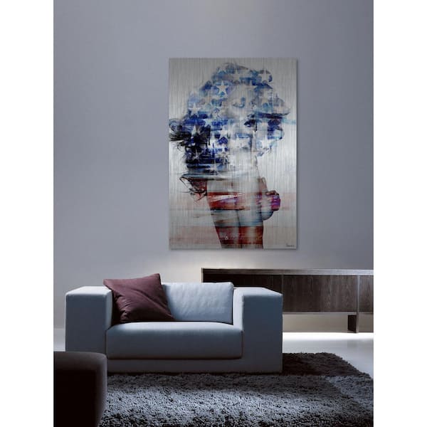 Unbranded 24 in. H x 16 in. W "Stars and Stripes Girl" by Parvez Taj Printed Brushed Aluminum Wall Art