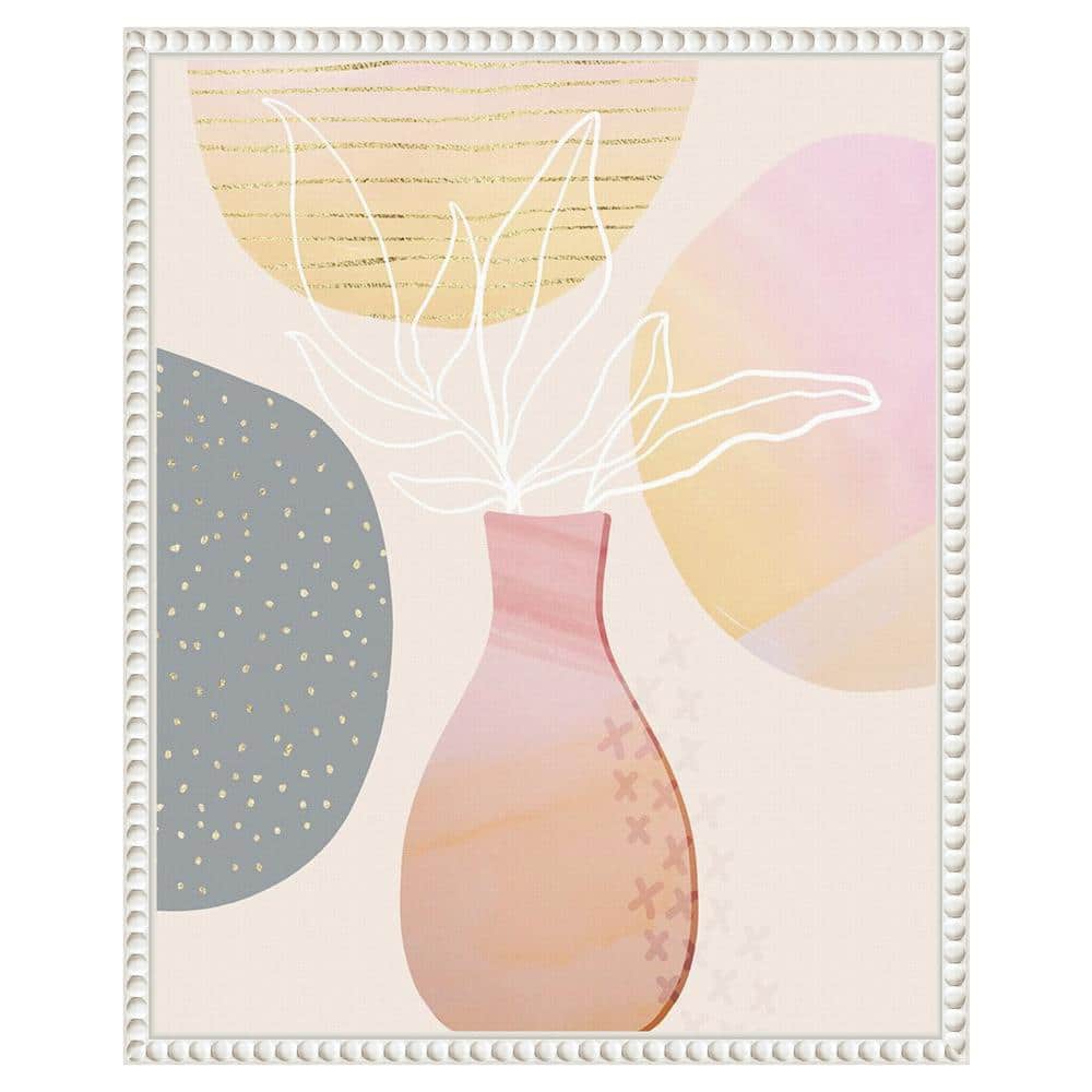 16"x20" White Framed Abstract Floral Canvas Wall Art
