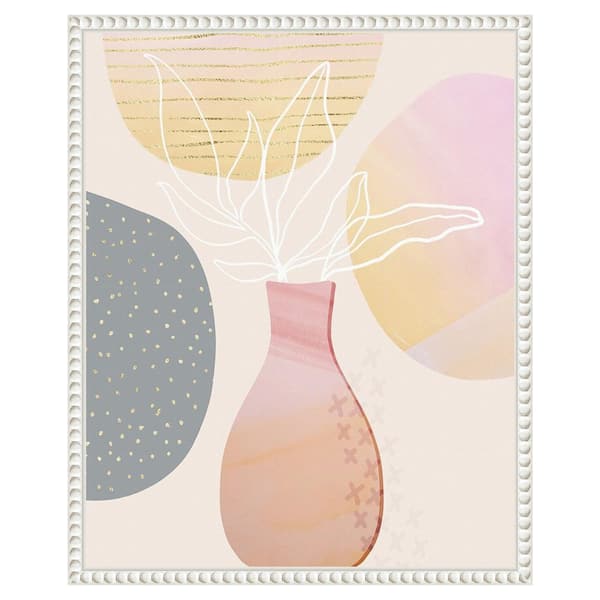 Amanti Art Mid Century Floral I by Andrea Haase 16 in. W x 20 in. H Canvas Float Frame in White