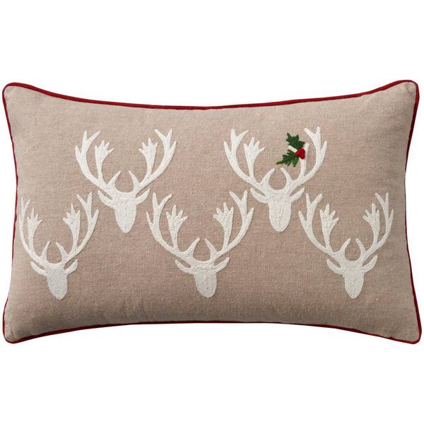 Mina Victory Holiday Pillows Natural Cabin & Lodge 12 in. x 20 in. Rectangle Throw Pillow