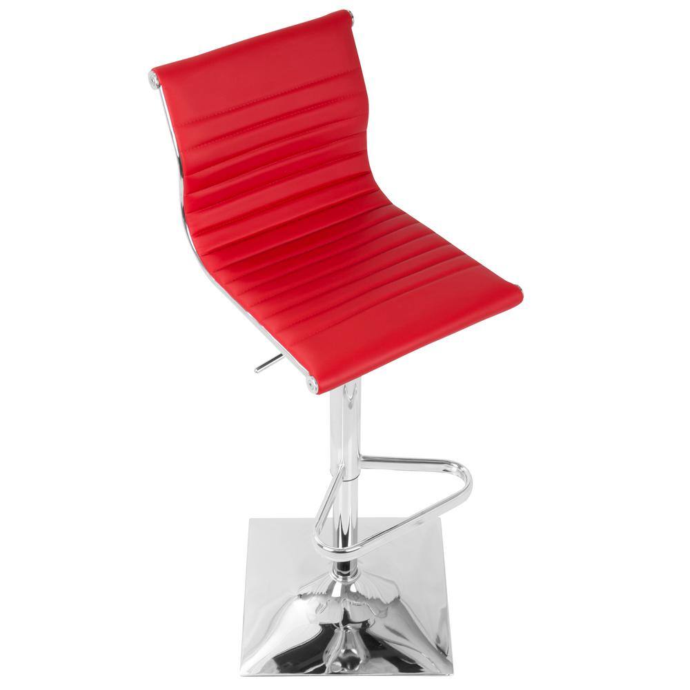 Contemporary Red Faux Leather Adjustable Swivel Barstool 20"