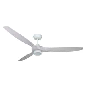 Solara 60 in. Indoor/Outdoor Matte Pure White Ceiling Fan and LED Light with Remote Control