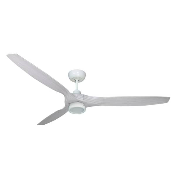 TroposAir Solara 60 in. Indoor/Outdoor Matte Pure White Ceiling Fan and LED Light with Remote Control