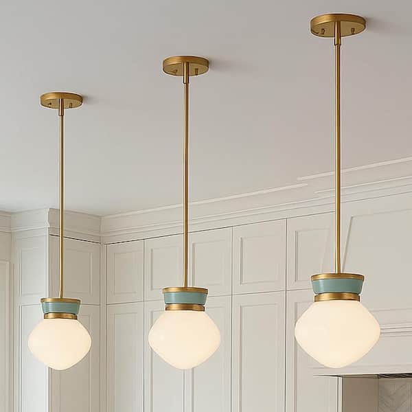 LARK Lucy 1-Light Lacquered Brass Globe Pendant Light with Shade