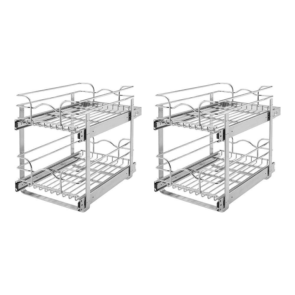 15 in 5WB2-1522-CR W x 22 in Rev-A-Shelf D Base Cabinet Pull-Out Chrome 2-Tier Wire Basket 