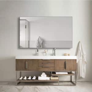 60 in. W x 36 in. H Rectangular Framed Anti-Fog Dimmable Backlit LED Wall Bathroom Vanity Mirror in Gun Gray Metal