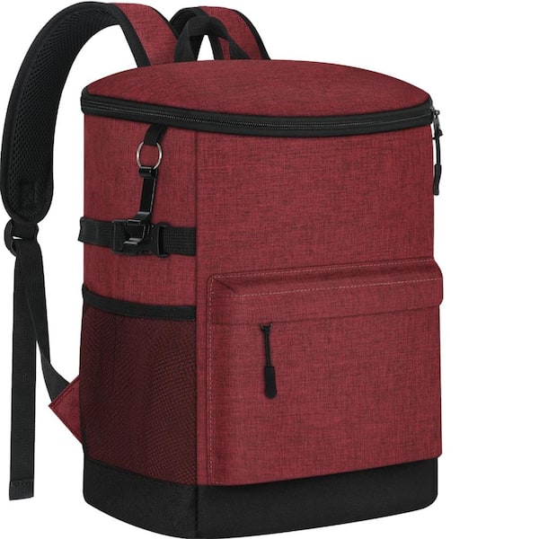 Dark Red Insulated Leakproof Cooler Picnic Backpack, 33/40 Cans Soft Ice Chest for Outdoor